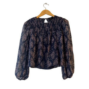 Aqua Desi Paisley Print Smocked Top Blouse